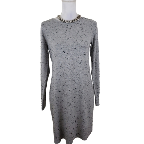LOFT~Size S~Gray Knit Keyhole Back Sweater Dress Long Sleeve. - Picture 1 of 10